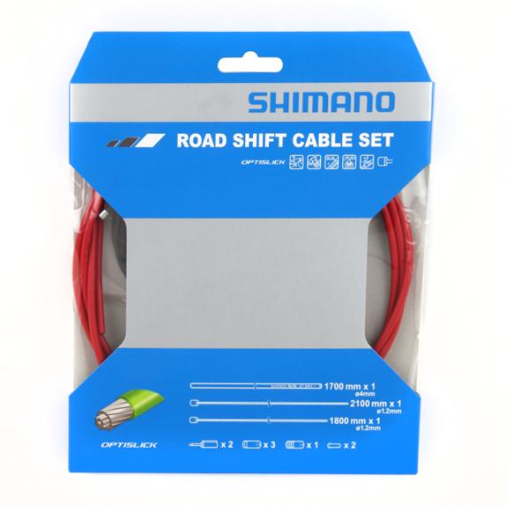 Kit de câbles de dérailleur Shimano Optislick Route Rouge