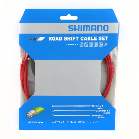 Kit de câbles de dérailleur Shimano Optislick Route Rouge